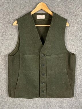 Filson Dark Olive Mackinaw Wool Button Vest